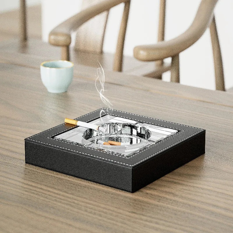 Ashtray Business European Leather Decoration Crystal Size Home Office Ashtray Desktop Decoration Premium Feel Oasis Select