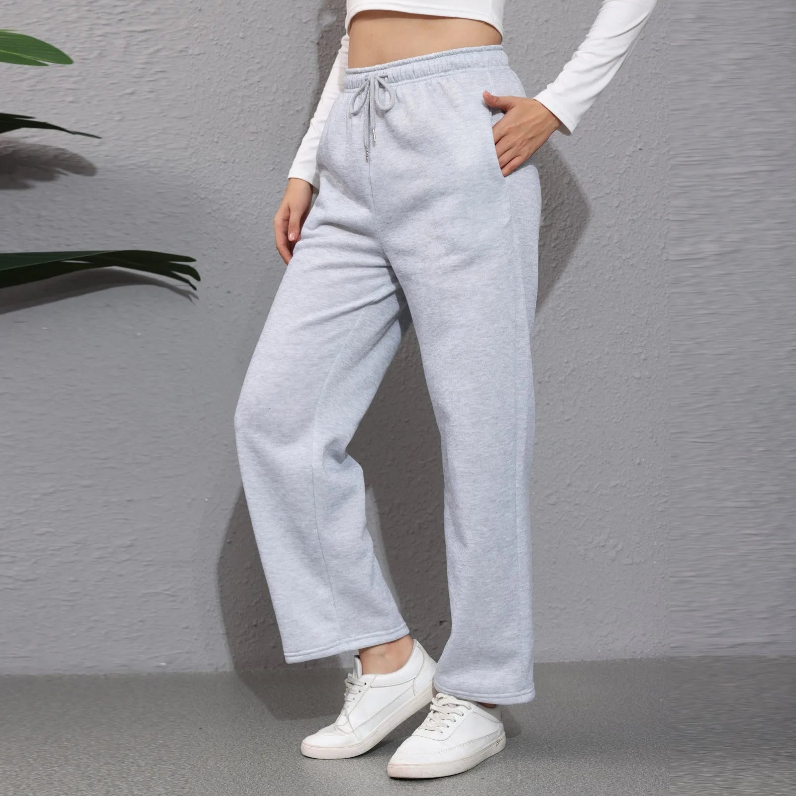 Women's Fleece-Lined Wide Leg Sweatpants | Casual Joggers Wide Leg Sweatpants Oasis Select