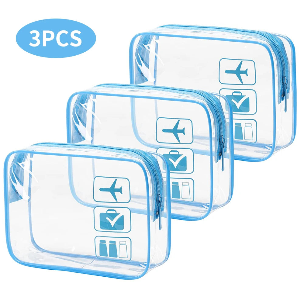 3-Pack Clear TSA Toiletry Bags – Airline Compliant Travel Pouches