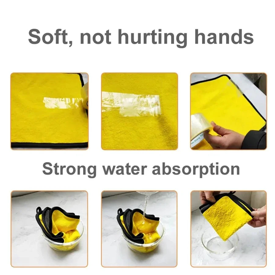 1/2/6pcs Microfiber Cleaning Towel Thicken Soft Drying Cloth Car Body Washing Towels Double Layer Clean Rags Car Accessories Oasis Select