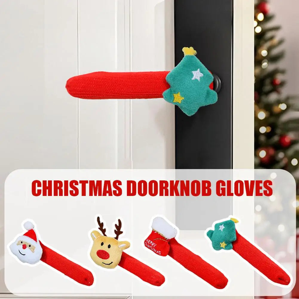 NEW Christmas Decorations Door Handle Covers with Hanging Bells Soft Christmas Decors Xmas Pendant For Festives Accessories Oasis Select