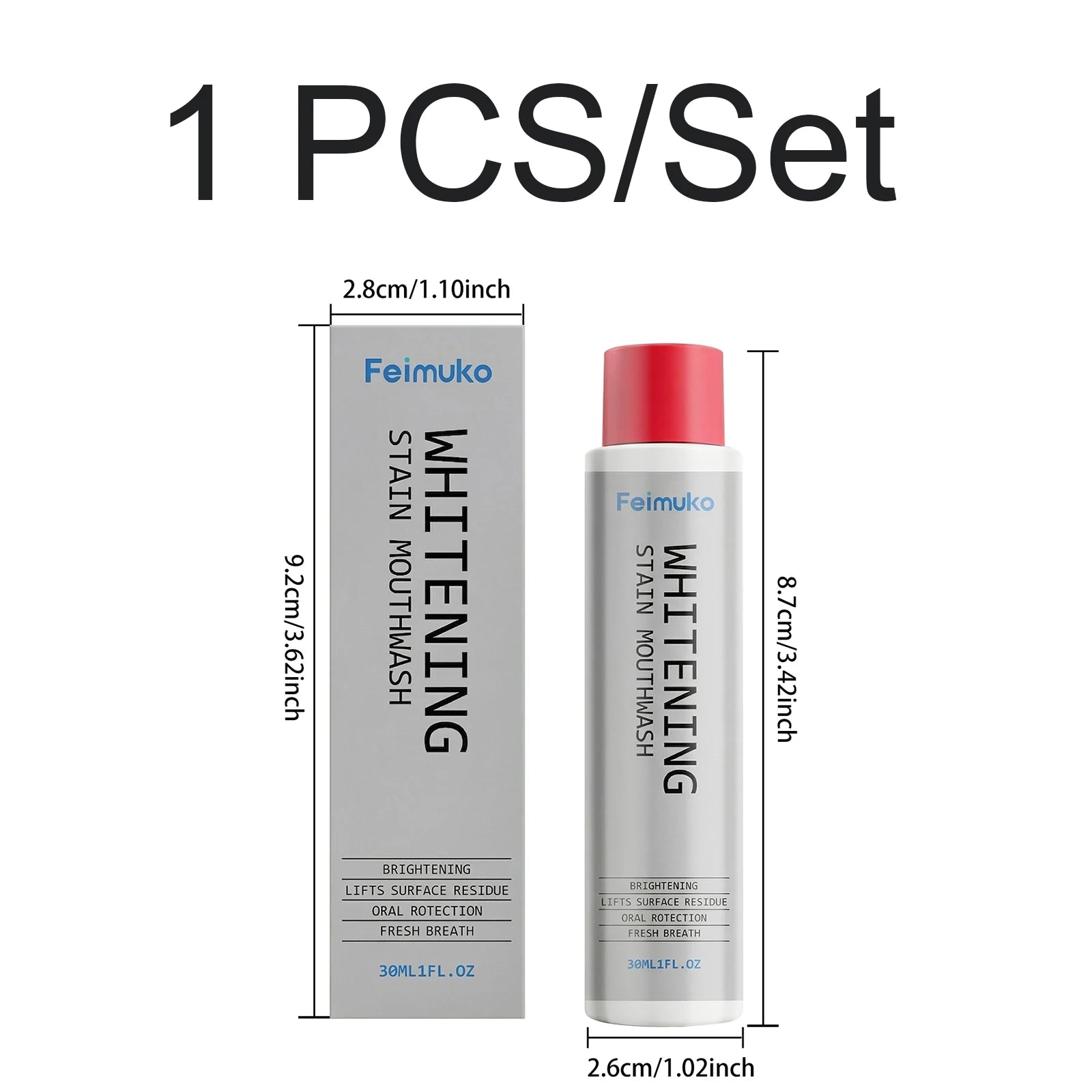 Fresh Breath Mouthwash Gentle Formula Brightening Teeth Mint Flavor Daily Oral Care Portable Alcohol Free Non Irritating 30ml Oasis Select 1 PCS