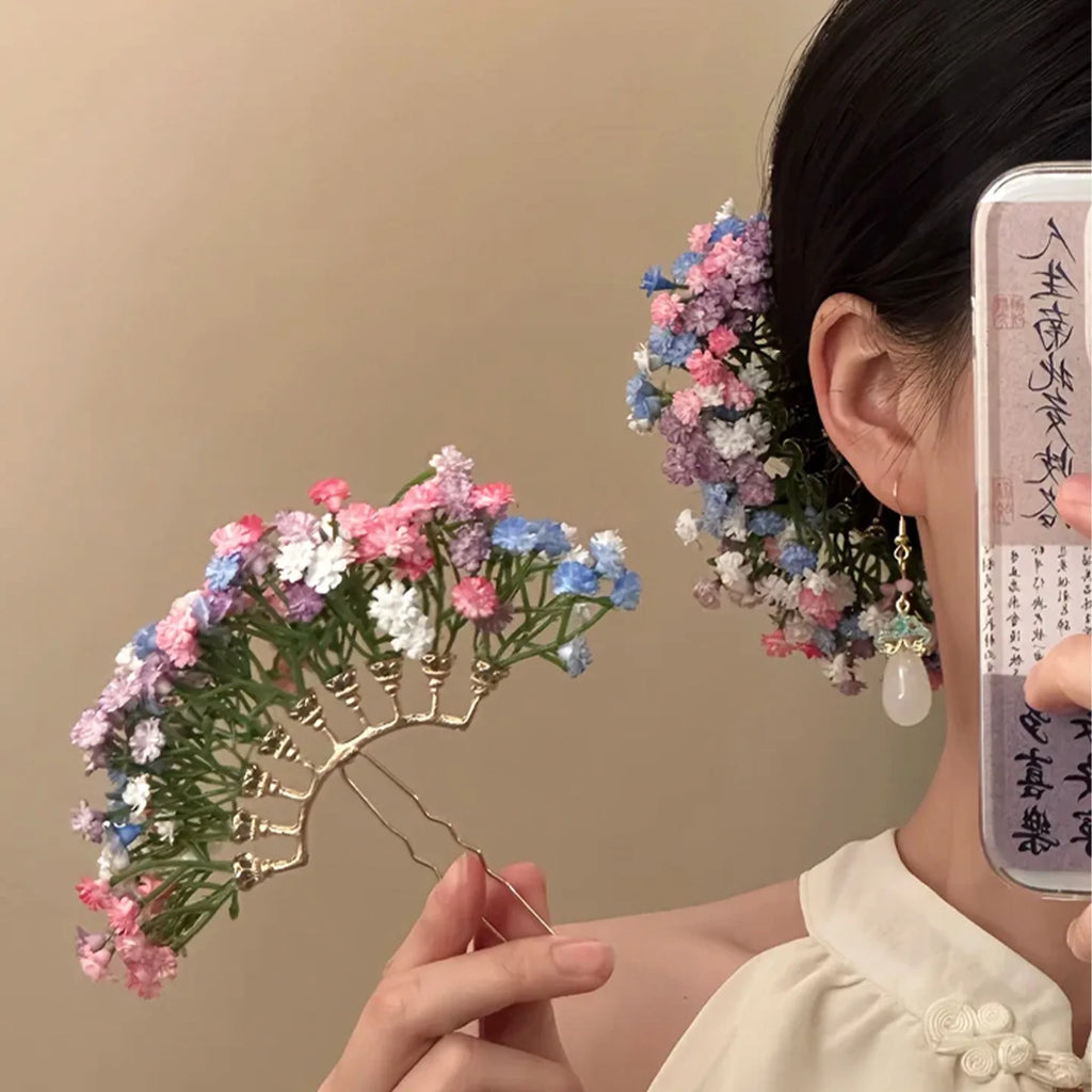 Baby's Breath Flower Hair Clip – Elegant Bridal Hairpin Floral Hair Clip Oasis Select