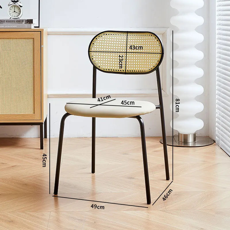 Household rattan dining chair B & B Hotel Cafe Rattan chair Internet celebrity back chair Milk tea shop Leisure rattan chair Oasis Select Mihuangteng-E
