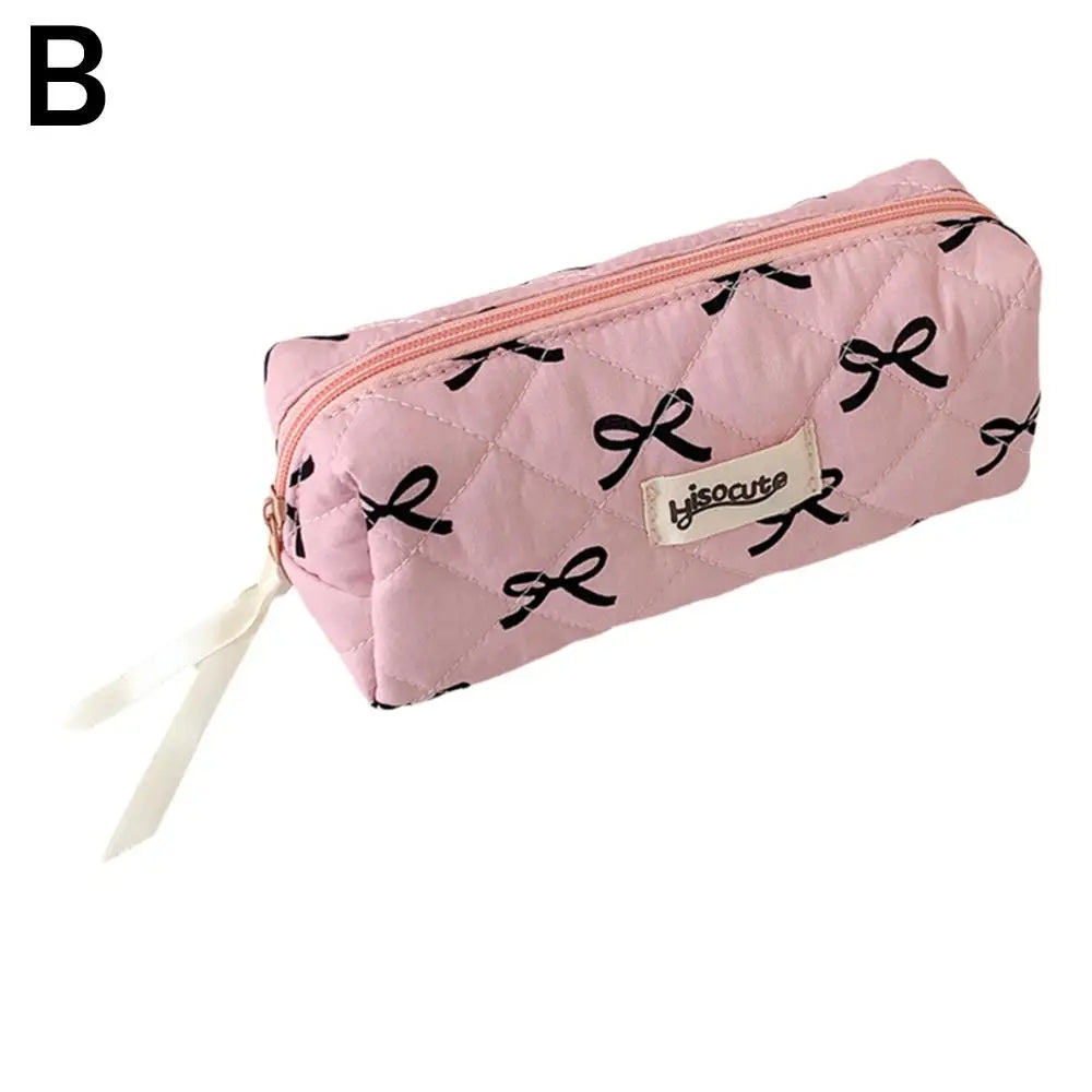 Cute Bow Pencil Case – Large Capacity Pink Stationery Bag