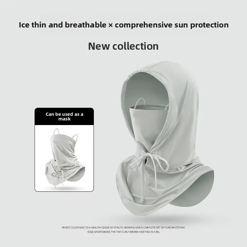 Sun Hat with Face Mask Neck Gaiter All in One for Women Summer Ice Silk Breathable UV Protection Cap for Driving Cycling Outdoor Oasis Select