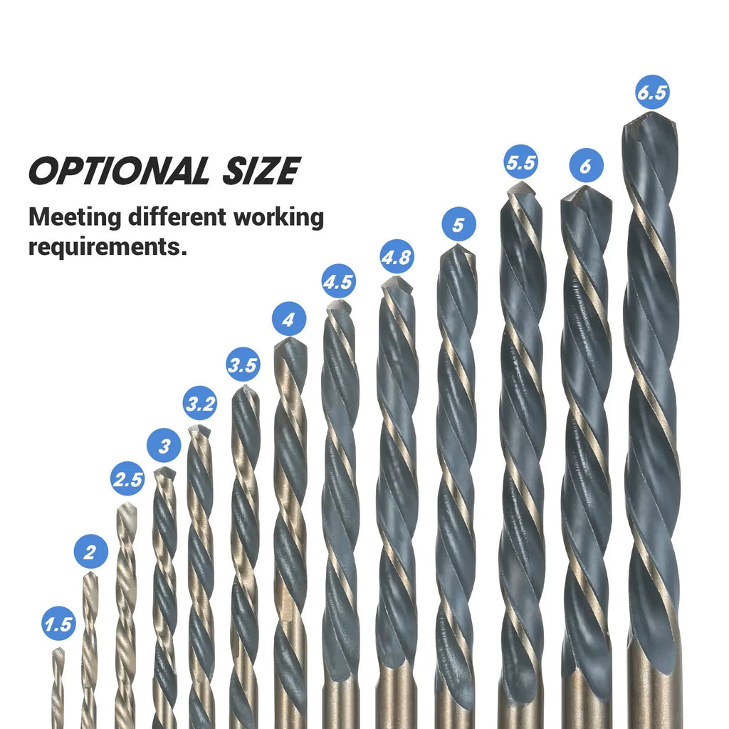13Pcs High-Speed Steel Drill Bit Hard Metal HSS Twist Bit Stainless Steel Drilling Twist Drill Set with Storage Case Oasis Select