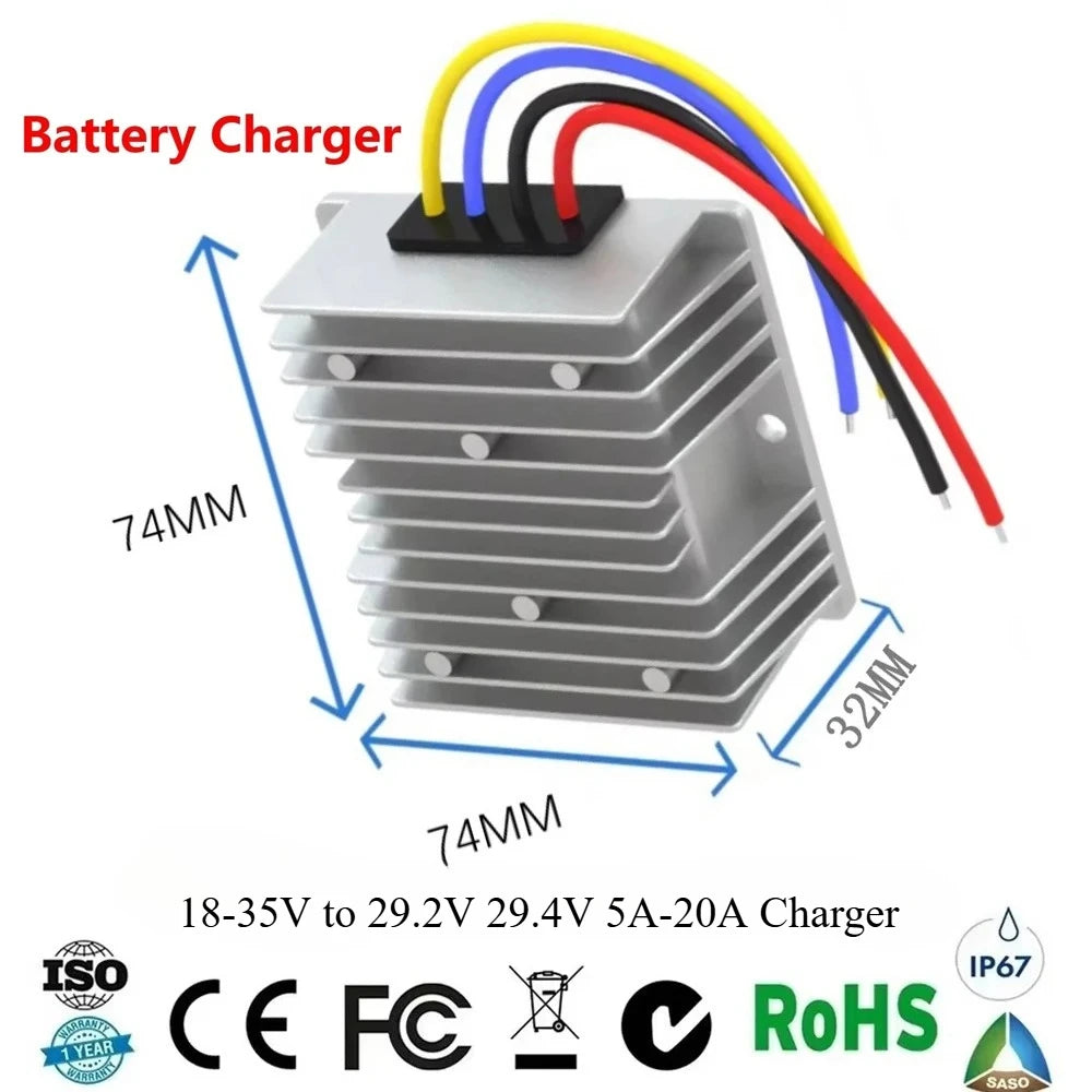 18-35V to 29.2V 29.4V 5A-20A Charger Constant Current Lithium Lead Battery for 24V 25.2V 25.9V 29.4V 7S Lithium Battery DC CE Oasis Select