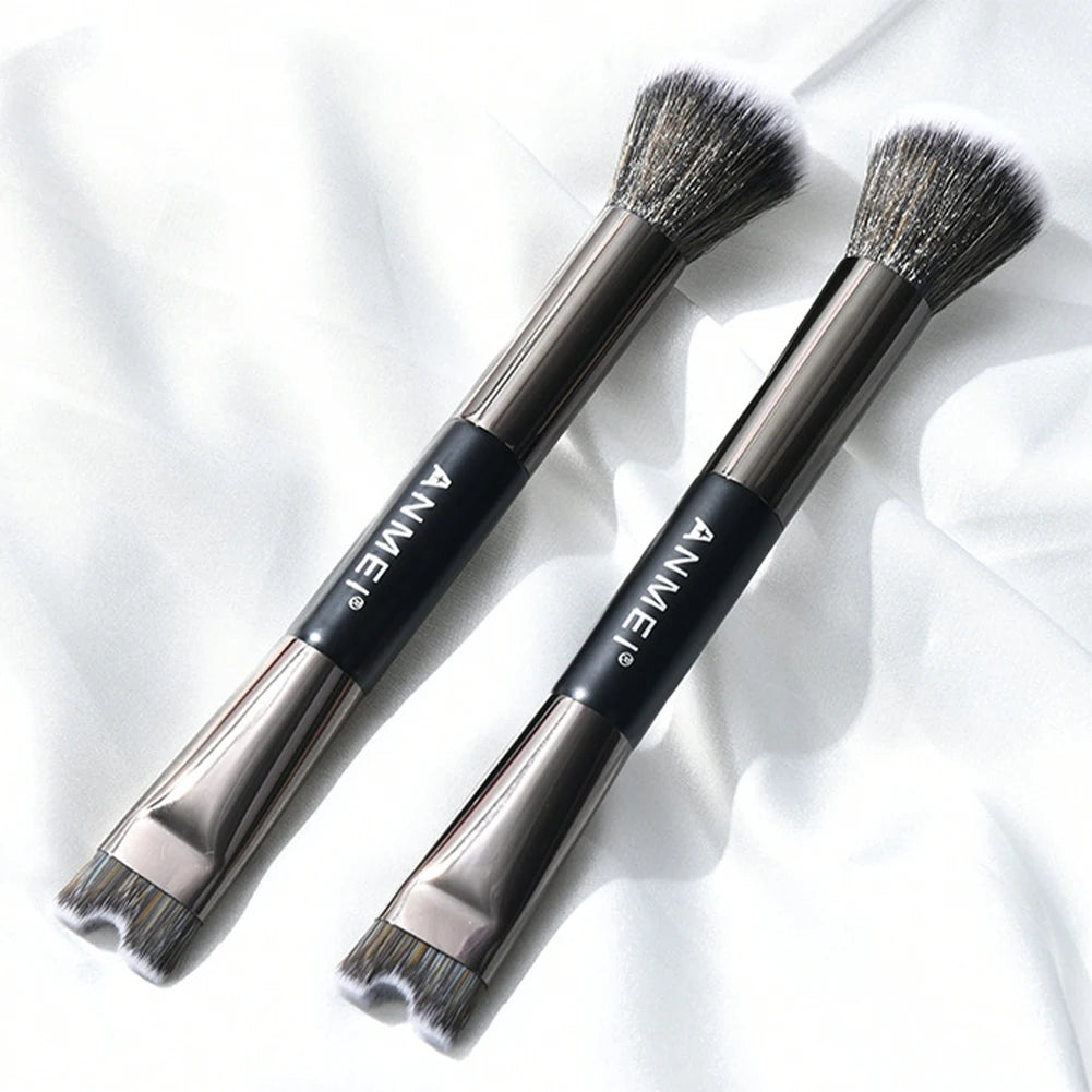 Double Ended Makeup Brush 2-in-1 Foundation Concealer Blush Brush Face Contour Cosmetic Brush for Liquid Cream Powder Makeup Oasis Select