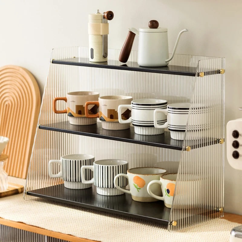 Cup storage rack desktop water cup collection rack dining table bar counter, household tea cup holder double-layer drain Oasis Select