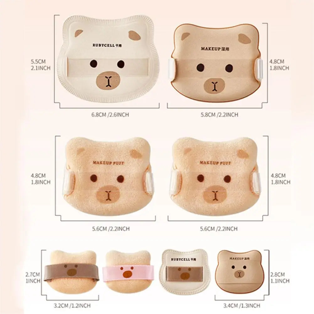 Little Bear Powder Puff Set – Soft Plush Makeup Sponge 5/8Pcs