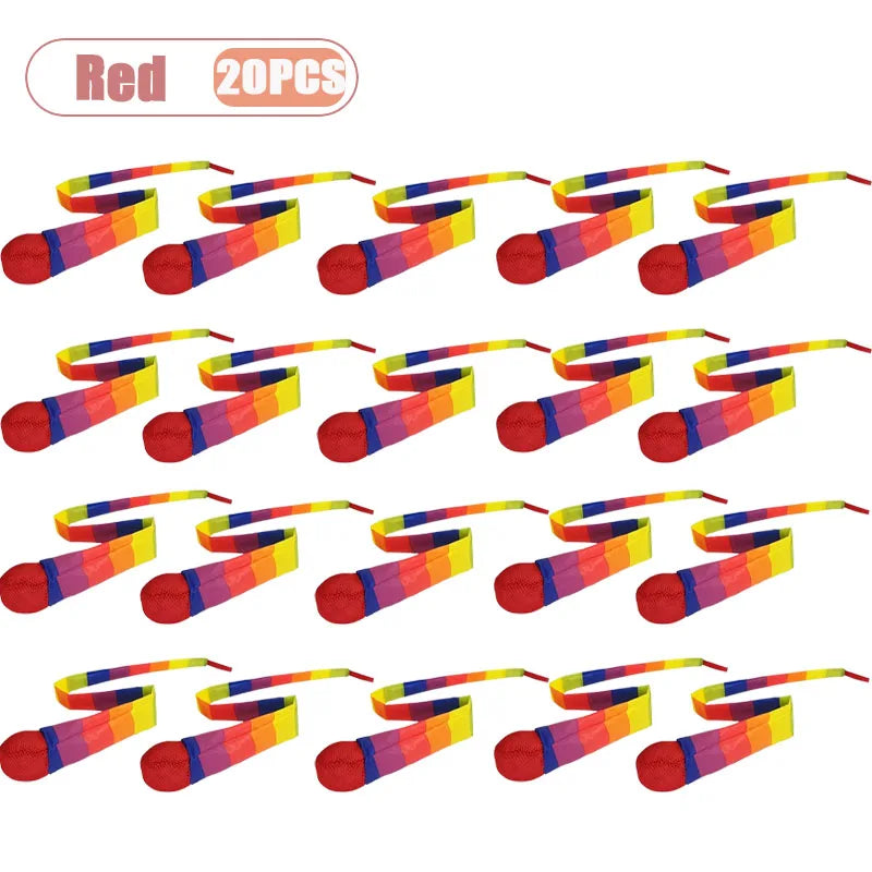1-20PCS Rainbow Ball with Soft Tail Outdoor Indoor Throwing Catching Play Toy Sensory Integration Coordination Training Sports Oasis Select Red-20PCS