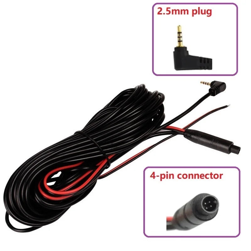 12V 24V 4Pin Car DVR Dash Camera Cable Reverse Rear View Parking Video Extension Cable DC 2.5MM jack Wire Rear View Camera Cable Oasis Select