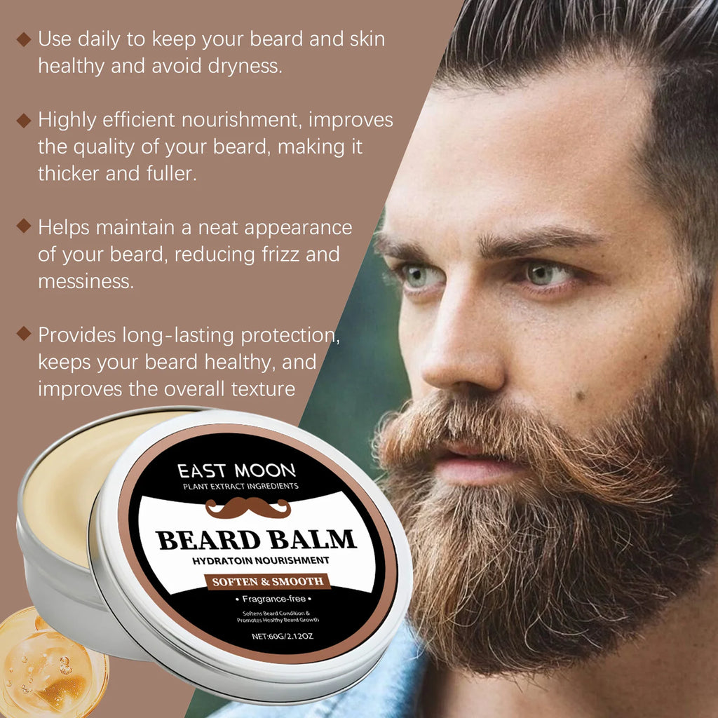 East Moon Coconut Oil Men's Beard Care Wax Moisturize Smooth Dashing Nourish Mustaches Natural Styling Soften Beard Growth Balm Oasis Select