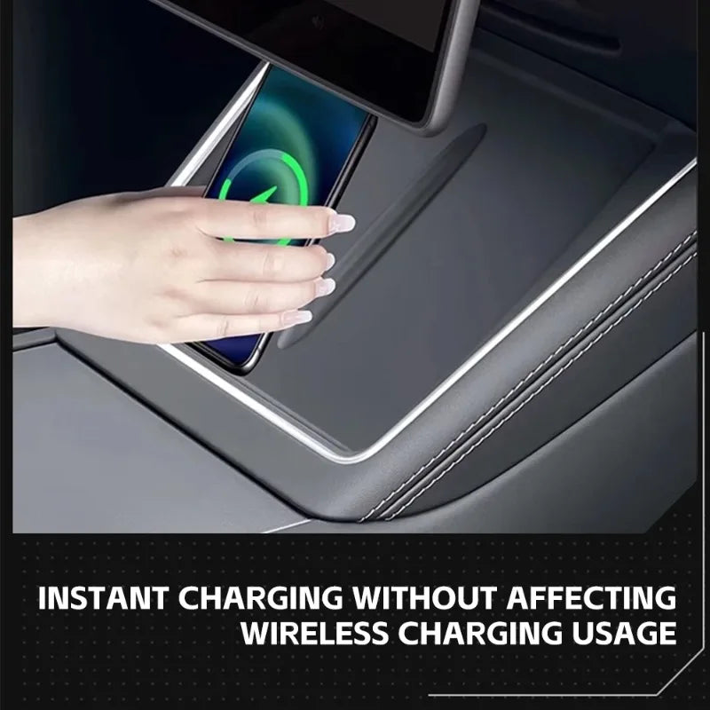For Tesla Car Accessories Car Wireless Charging Pad for Tesla Model Y Juniper 2025 2026 Center Console Anti Slip Silicone Mat Oasis Select