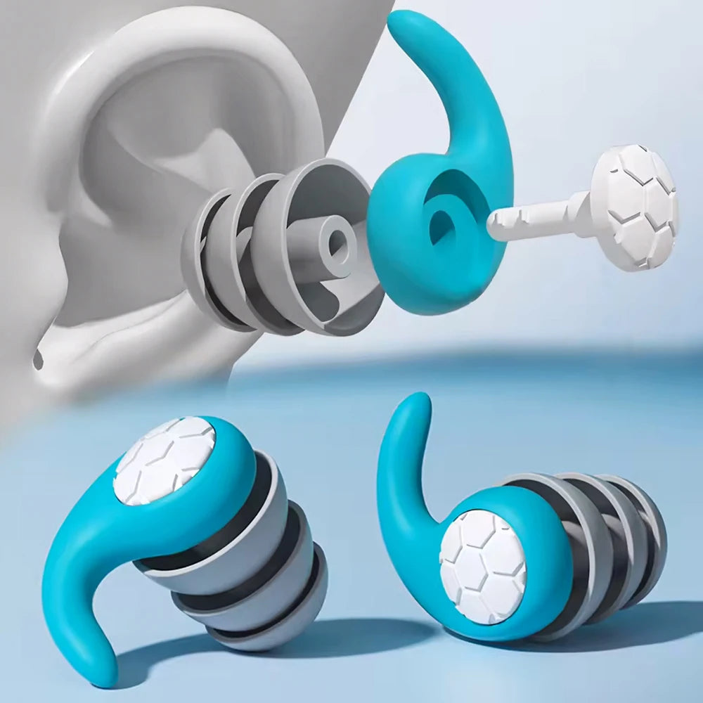 Silicone Noise Cancelling Earplugs Noise Filter Sleep Swimming Waterproof Three Layer Mute Earplugs Oasis Select
