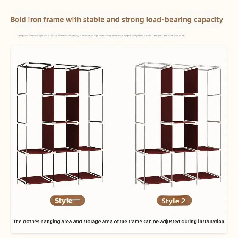 Multi-functional Simple wardrobe dormitory rental e****my bedroom storage large capacity combination non-woven wardrobe Durable Oasis Select