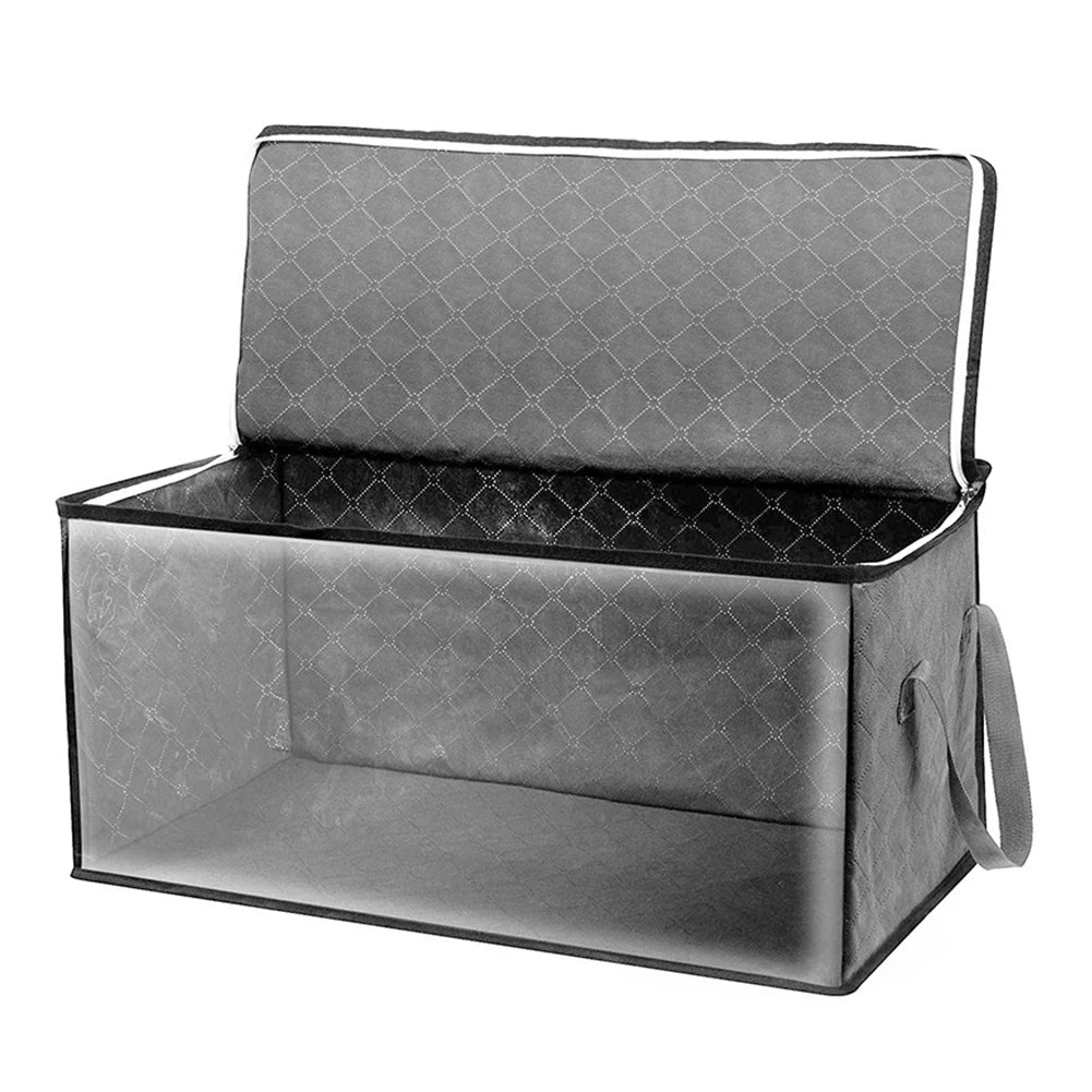 Large Capacity Clothes Storage Bag Non-Woven Foldable Quilt Storage Bag with Lids Zipper Wardrobe Clothing Organizer Sorting Box Oasis Select GRAY