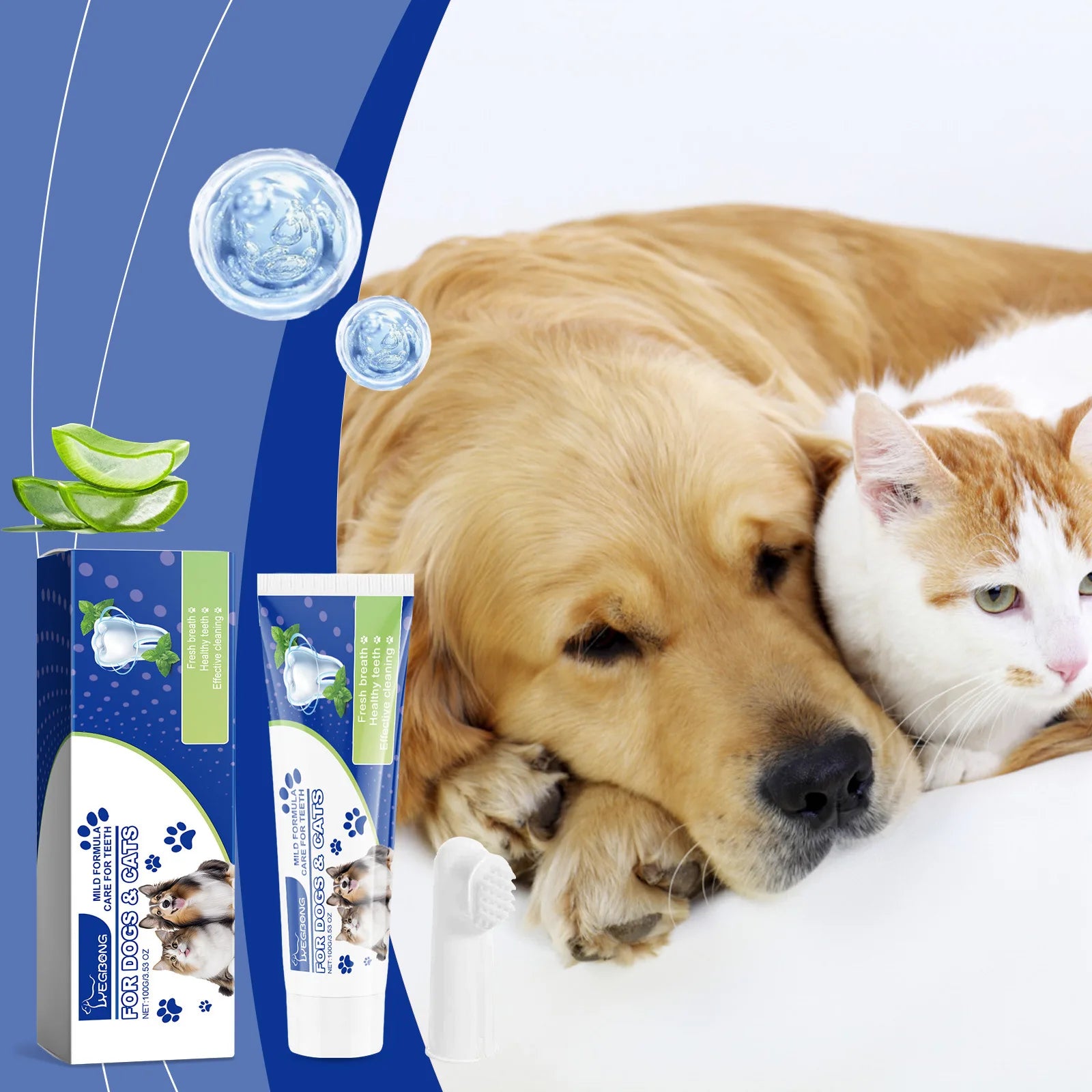 Dental Care Kit for Dog Fresh Breath Teeth Brushing Oral Cleaning Reduce Odor Tooth Brush Pet Toothpaste Toothbrush Set 100g Oasis Select Default Title