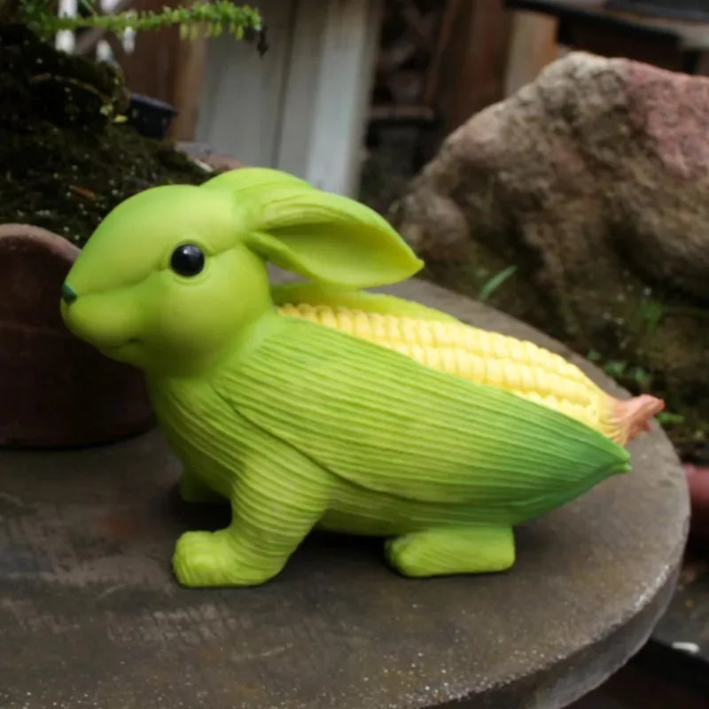 Creative Resin Animal Figurine Corn Rabbit Landscape Statue Art Craft Ornament for Home Garden Yard Outdoor Decor Oasis Select