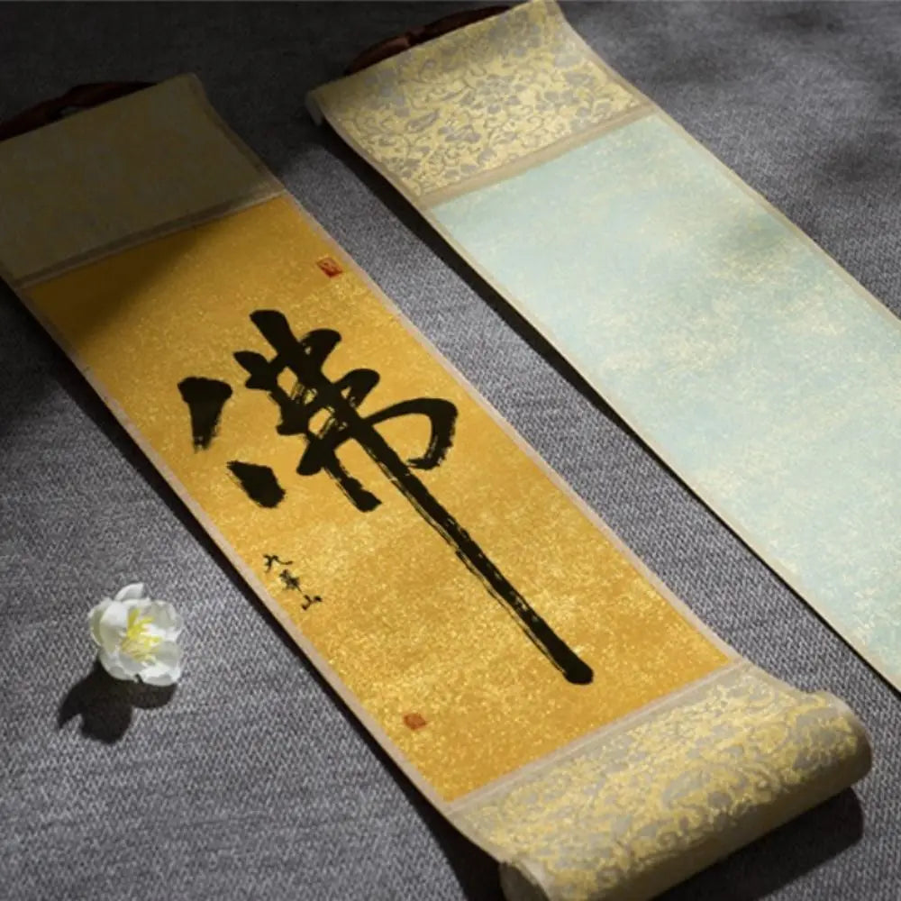 Self-made Gifts Art Supplies Painting Drawing Paper Gilded Rice Paper Scroll Blank Hanging Scroll Mini Batik Trumpet Scroll Oasis Select