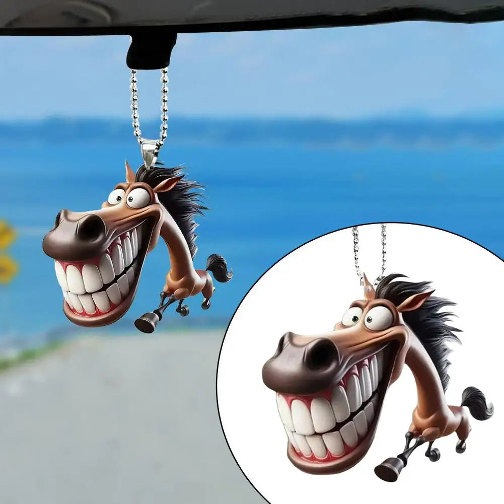 Big Mouth Horse Acrylic Keychain – Cute Car Pendant Charm