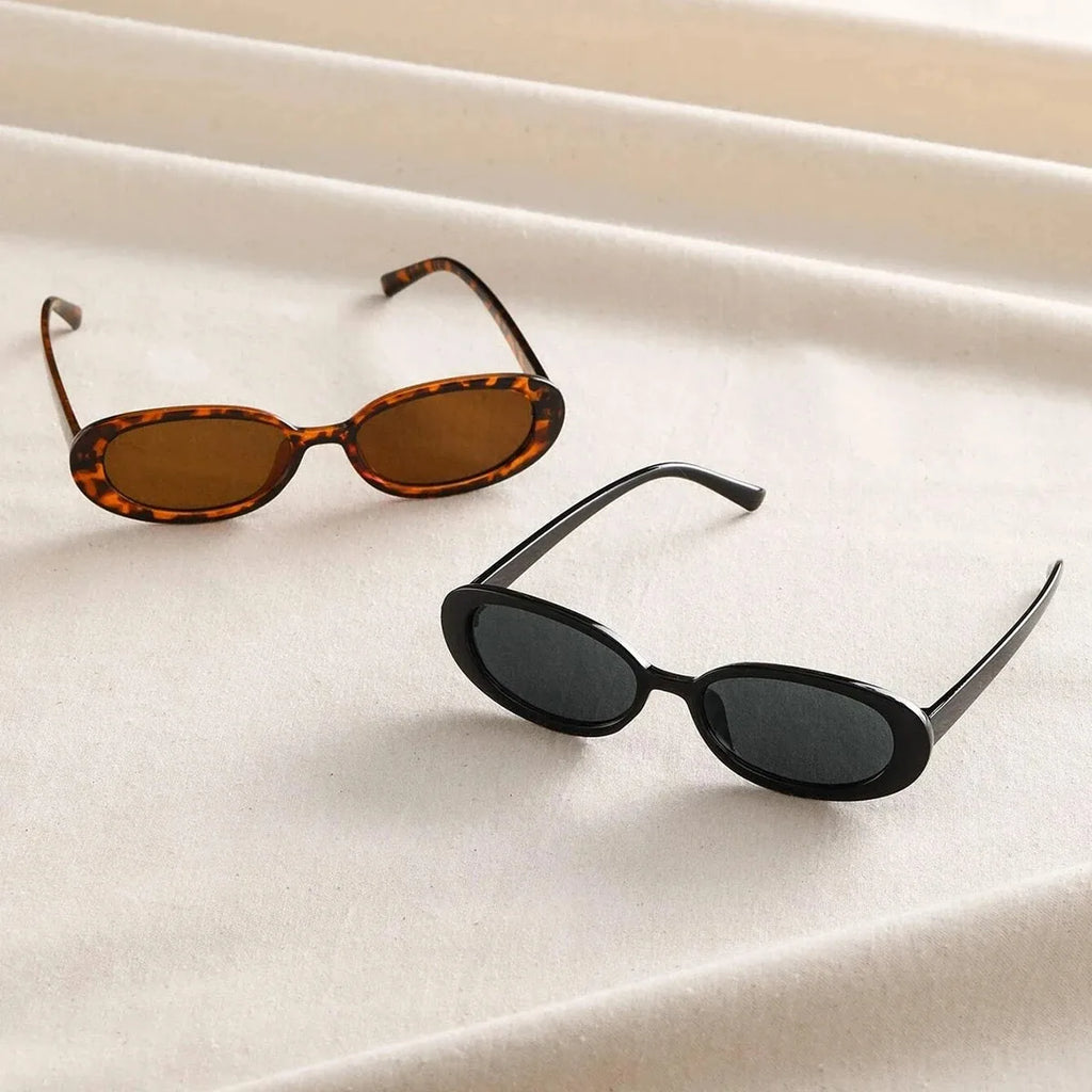 2PCS Women Small Oval Sunglasses Vintage Women's Brand Designer Sun Glasses Fashion UV Protection Shades Oasis Select