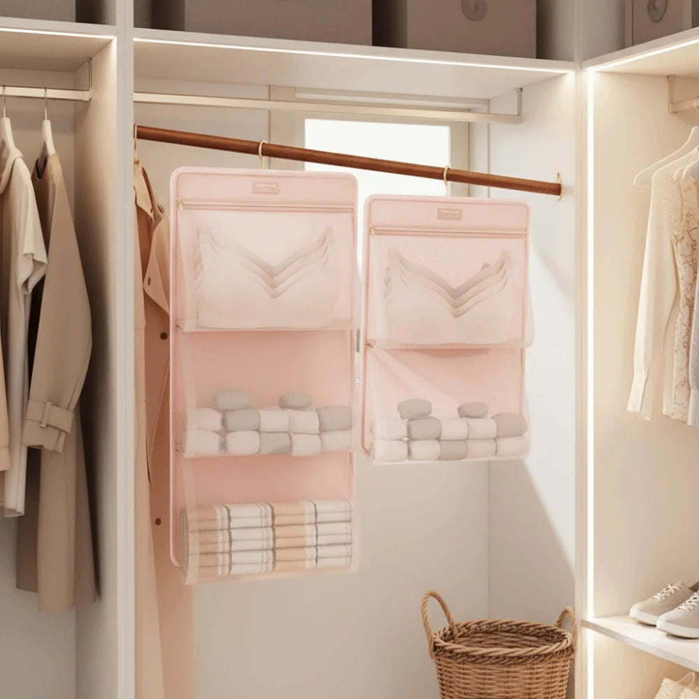 Foldable Hanging Underwear & Socks Storage Bag – Large Capacity