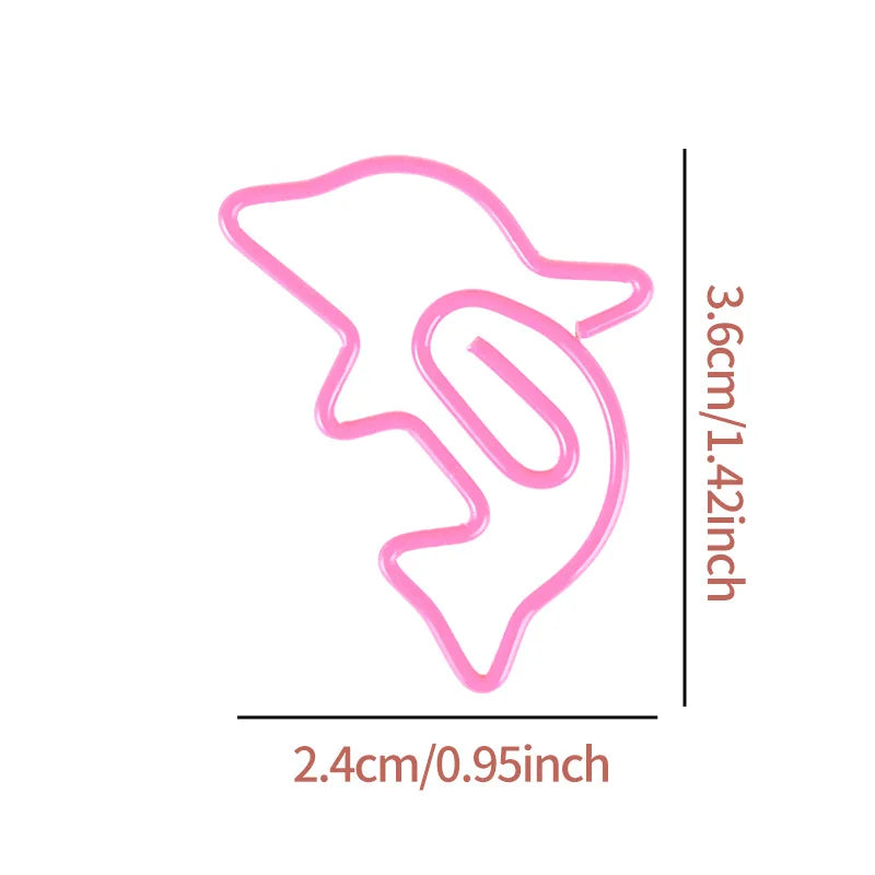 30pcs Colorful Dolphin Bookmark Paper Clips Cute Animal School Office Supply Metal Gift Stationery Decorative Photo Lovely Oasis Select Pink-30pcs