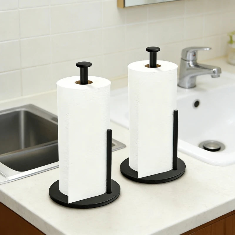 Stainless Steel Bathroom Roll Holder with Weighted Base - Heavy-Duty Countertop Organizer, Space-Saving Design for Paper Towels Oasis Select