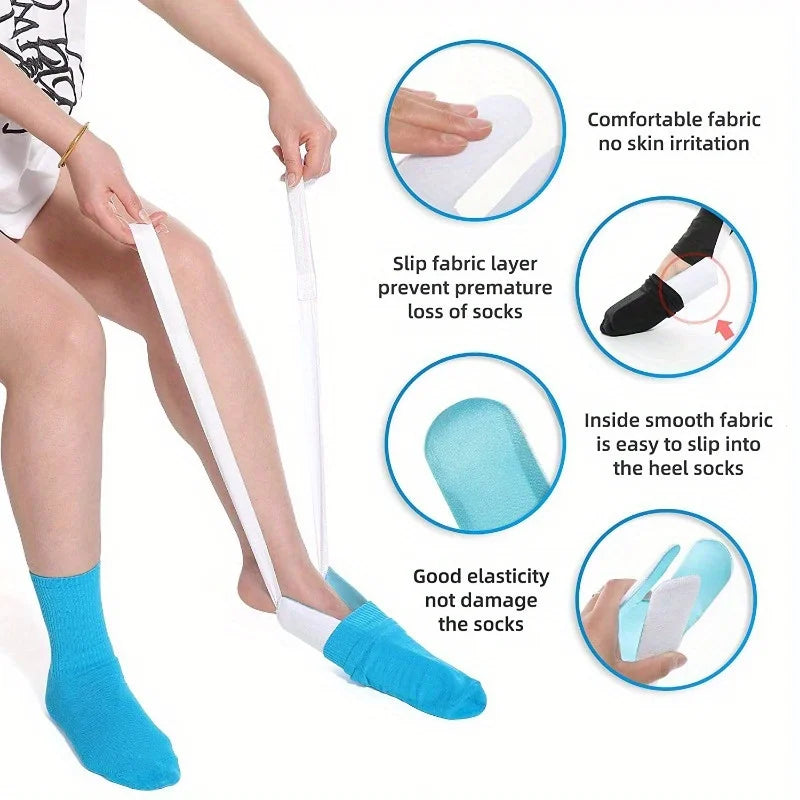 No Bending Sock Aid Tool, Easy-On Sock Helper with Ergonomic ABS Handle, Sock Assistance Device for Seniors, Disabled, Pregnant Oasis Select