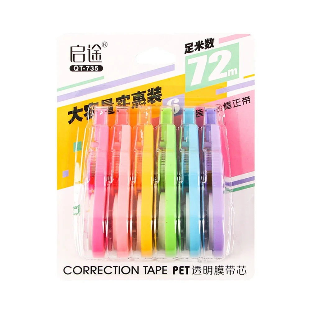 6-Pack Correction Tape Rollers 5mm – 72m Total | Students & Office