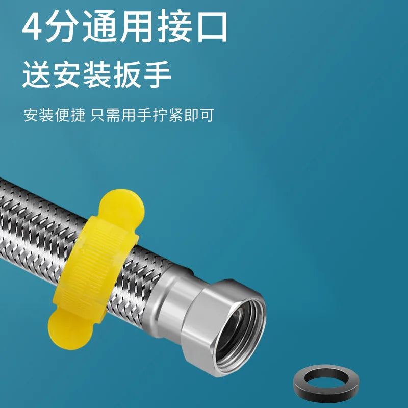 G1/2"-G3/4" SUS304 Water Inlet Hose Faucet 20cm-200cm Hose Water Heater Pipe Toilet Connection Kitchen Bathroom Hose Tube Oasis Select