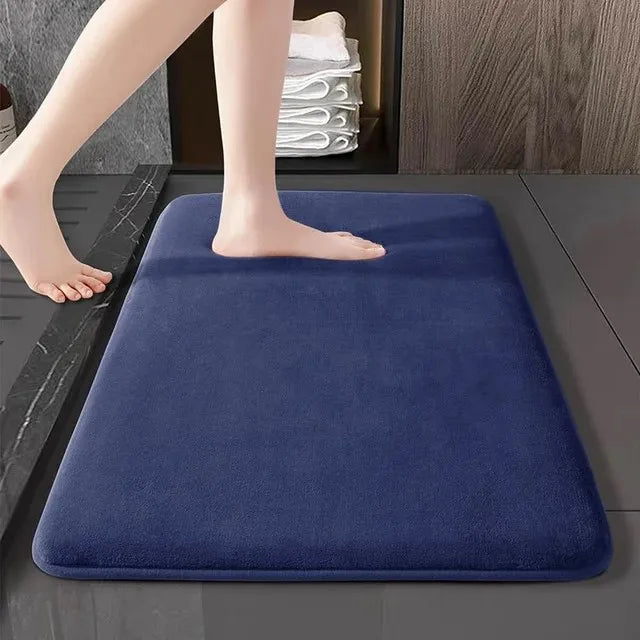 New Memory Foam Bath Mat Super Soft Absorbent Bathroom Rugs Non Slip Bath Rug Runner for Shower Bathroom Floors Carpet Oasis Select Navy 30x40cm