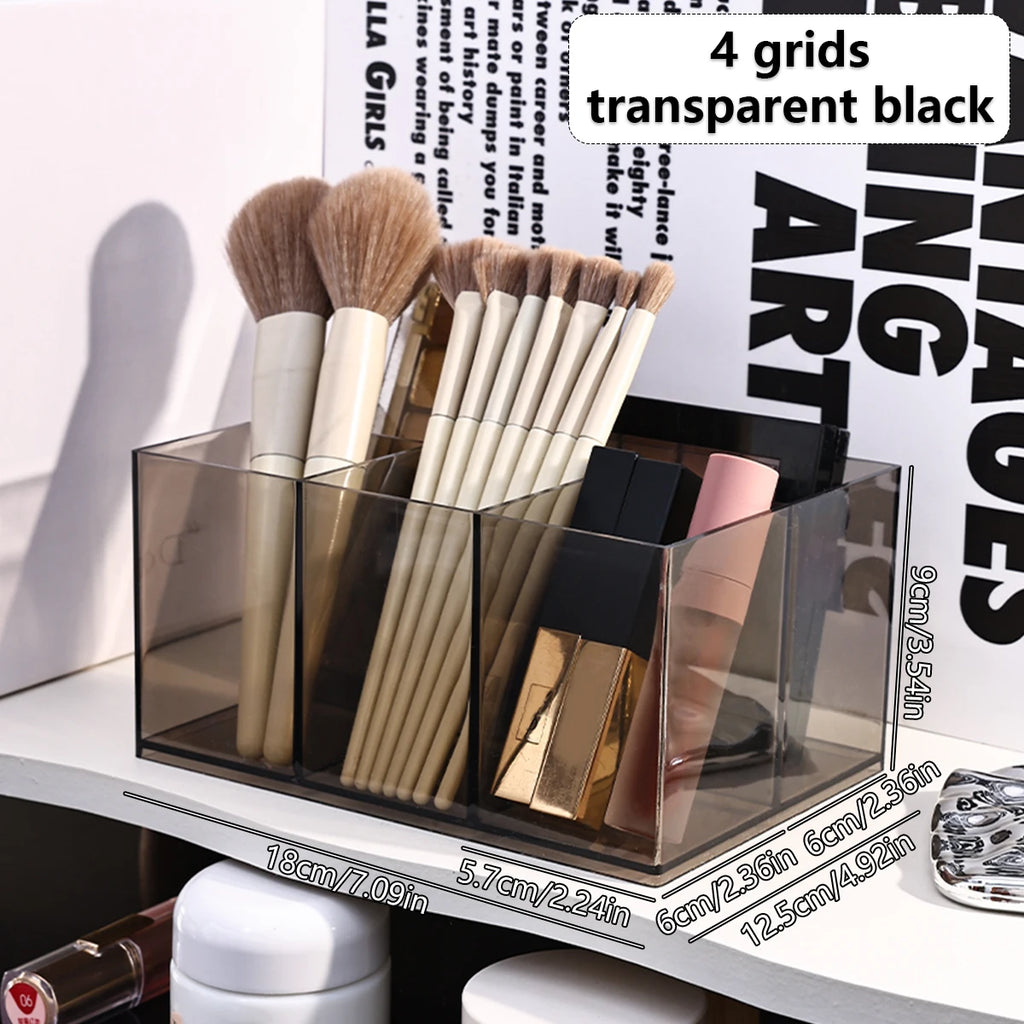 1pc Desktop Acrylic Transparent Makeup Brush Storage Box Organizer Portable Lipstick Makeup Brush Makeup Pen Holder Storage Box Oasis Select transparent black
