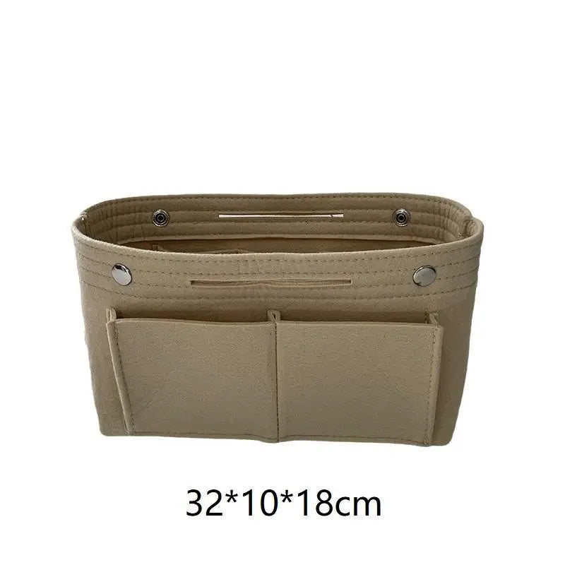 Felt Insert Bag Organizer | Multi-Pocket Travel Cosmetic Tote Bag Insert Organizer Oasis Select Beige L