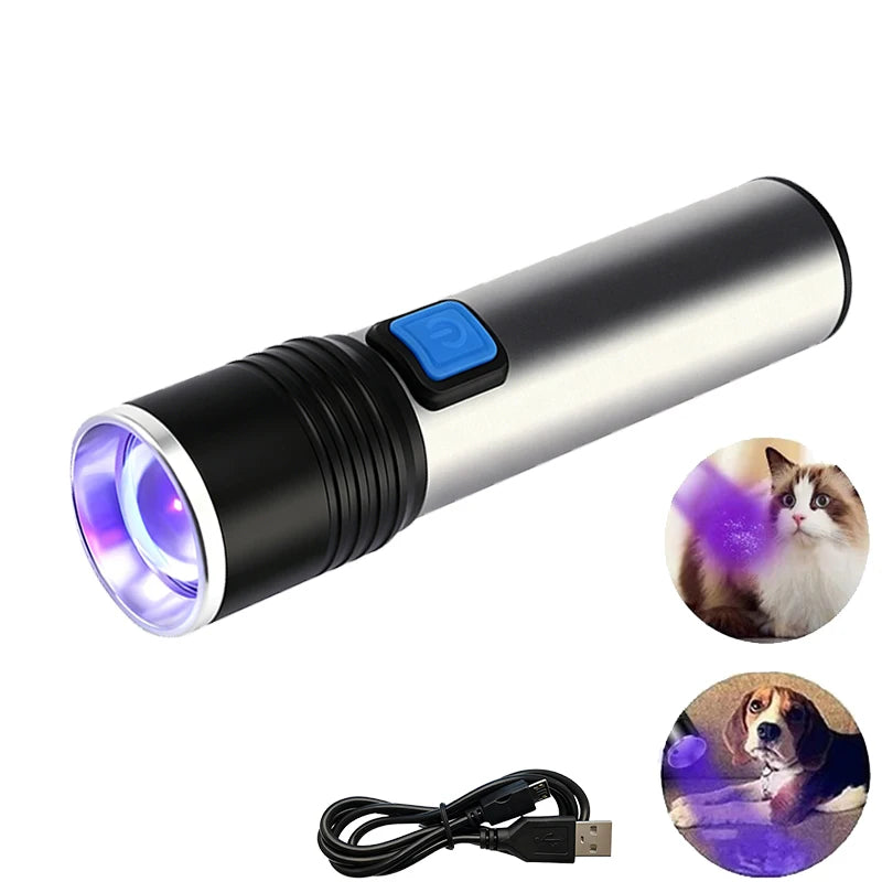 395nm UV Blacklight Flashlight | Zoomable USB Rechargeable