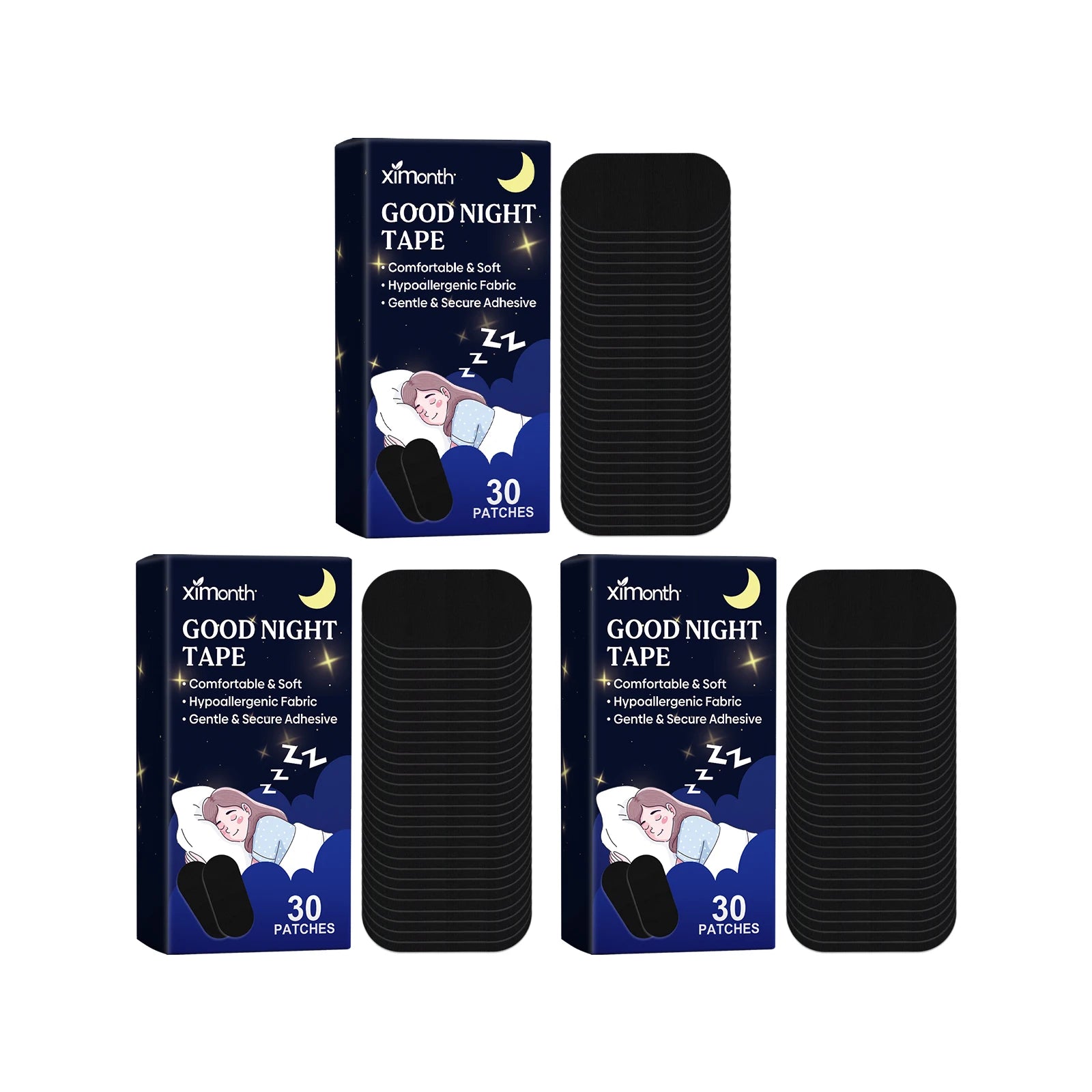 Ximonth Stop Snoring Sleep Care Patch Improve Breathing Helping Sleeping Easy Using Anti Snore Adult Mouth Correction Stickers Oasis Select 30pcs Boxed X 3PCS