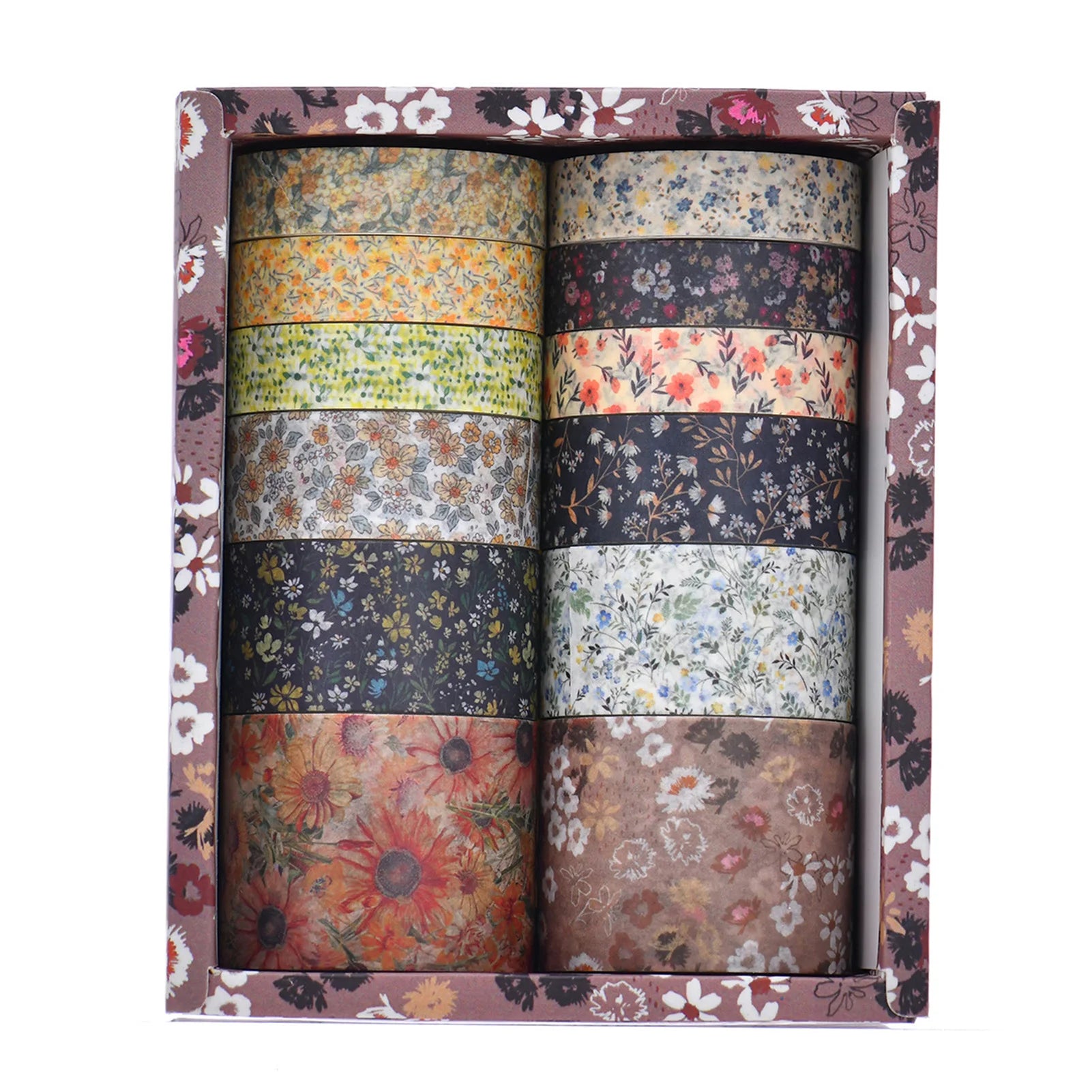 12-Roll Floral Washi Tape Set – Vintage Plant DIY Craft Tapes