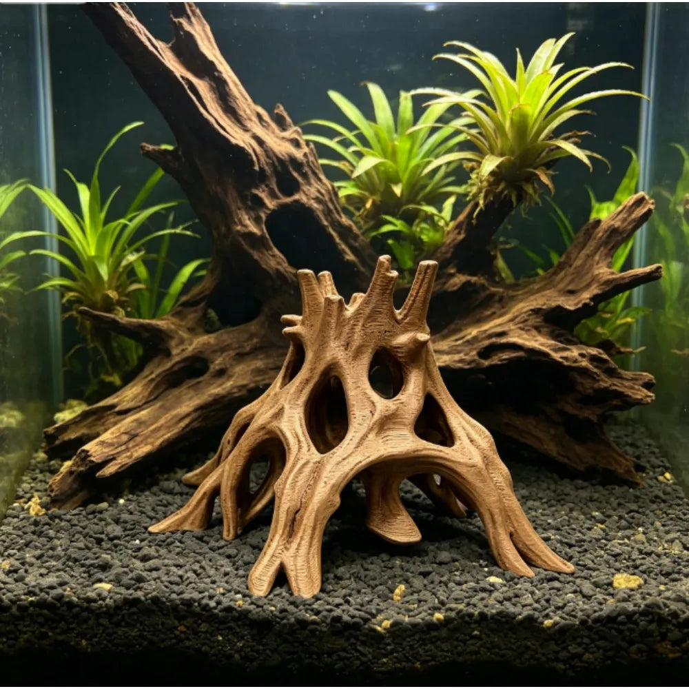 Tree Root Caves Fish Shrimp Crawling Pets Hideout Breeding House Driftwood Root Aquarium Hideout Multi-Hole Fish Shrimp Shelter Oasis Select