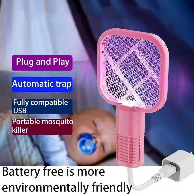 Electric Bug Zapper Racket – UV Light, USB Rechargeable Swatter