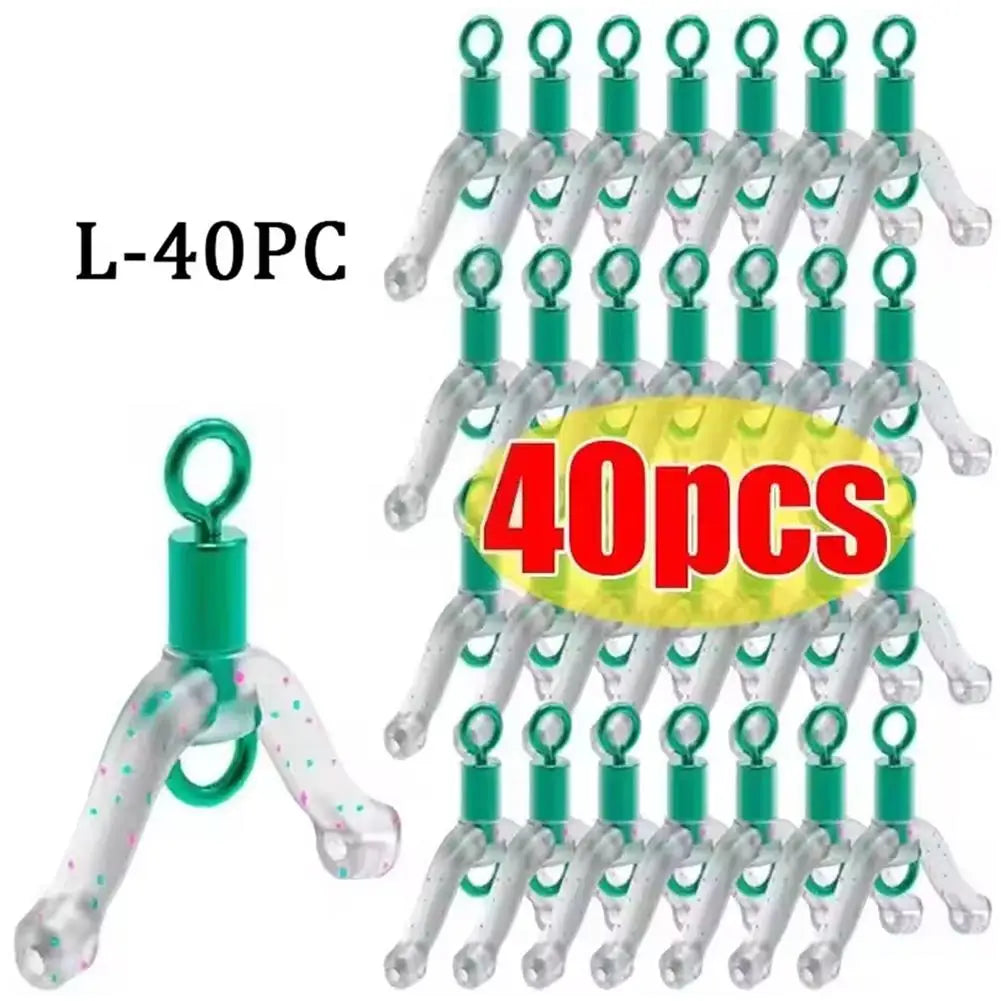 40pcs S/L Silicone Anti Tangle Device Fishing Line Splitter Hook Separator Carp Feeder Fishing Rigging Fishing Line Bifurcation Oasis Select 40PCS green L