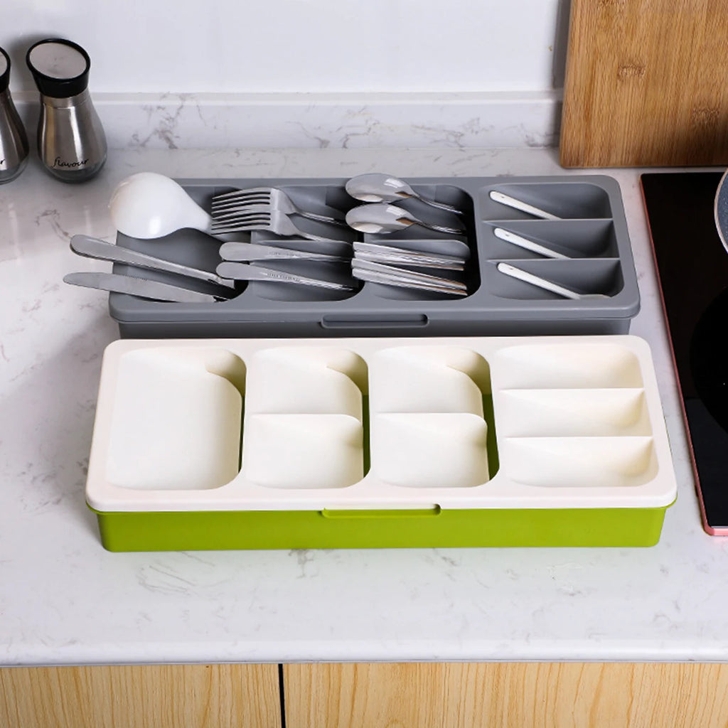 Kitchen Retractable Knife, Fork, Spoon Separation And Sorting Tableware Storage Box Oasis Select