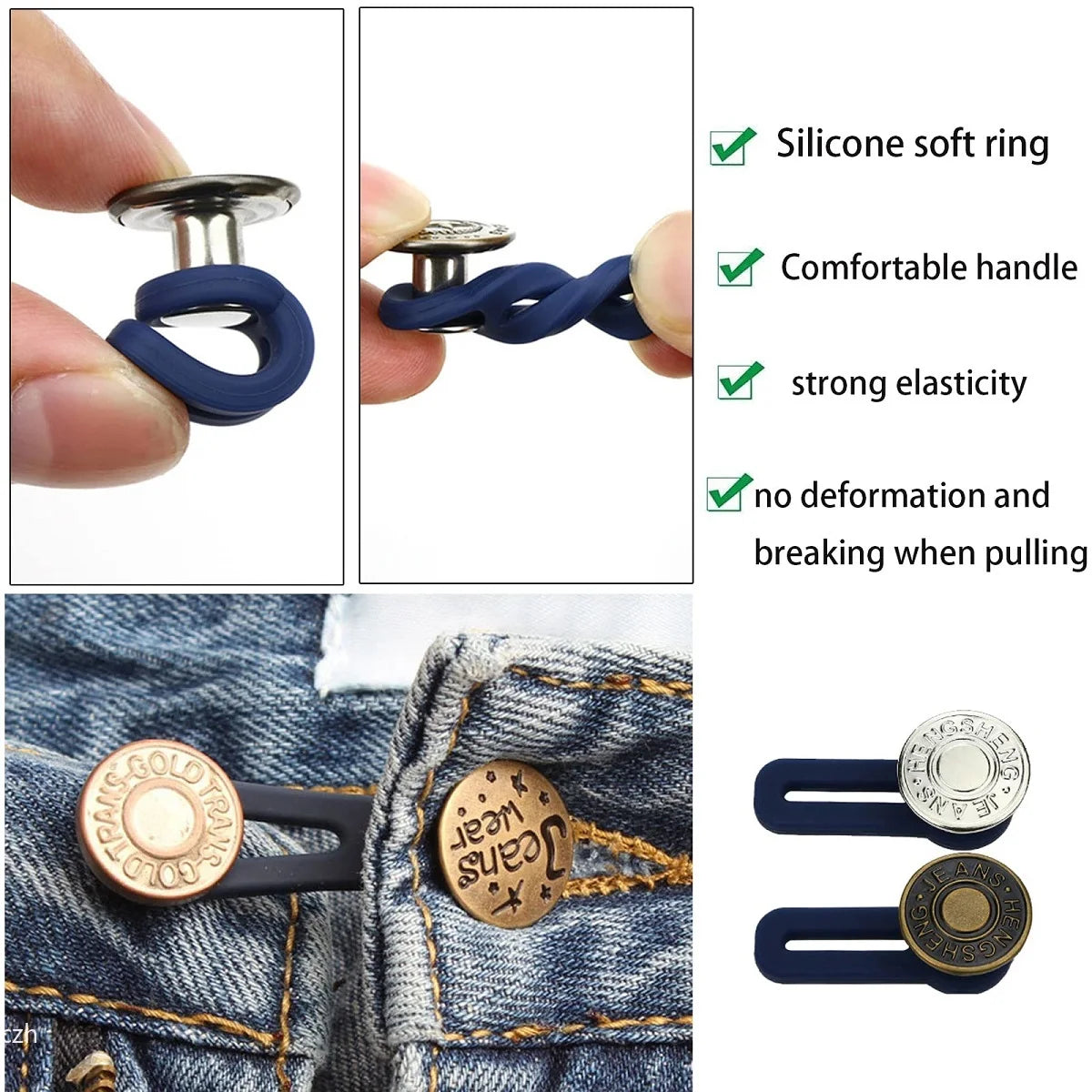 4/6pcs Jeans Button Extender Universal Pants Extender Button for Women Men Adjustable Elastic Waist Silicone Extender Buckle Set Oasis Select