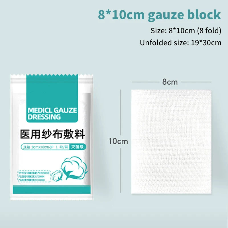 10Pcs 8 Layer Medical Absorbent Gauze Pad Wound Dressing Sterile Gauze Block First Aid Kit Gauze Pad Wound Care Supplies Oasis Select D