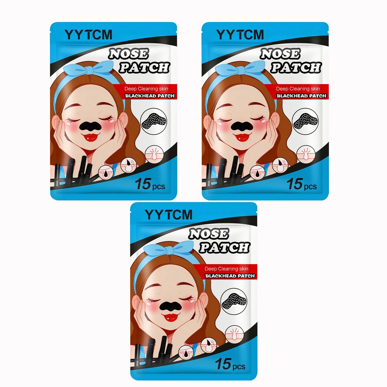 Charcoal Blackhead Nose Strips – Deep Pore Peel-Off Mask 15pk Nose Pore Strips Oasis Select 3 Bags 45 Pieces