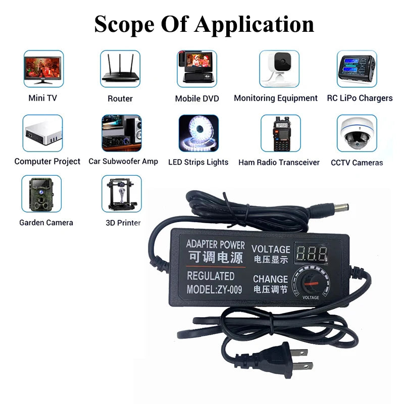 Adjustable Power Supply AC 220V 110V TO DC 3V 9V 12V 24V 36V LED Power Supply Adapter 1A 2A 3A 5A 10A Adjustable Power Adapter Oasis Select