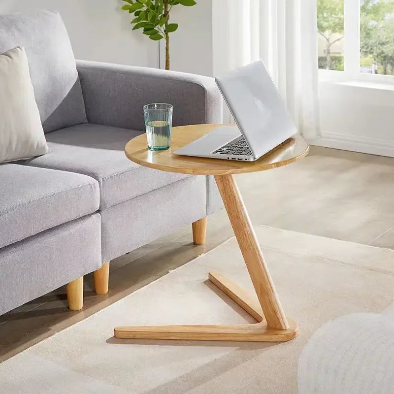 Multi-functional Solid wood small coffee table household living room small round table sofa edge table Oasis Select