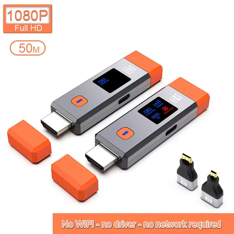 1080P@60Hz Wireless HDMI-Compatible Transmitter Receiver Support 8 TX to 1 RX Mirror Extend Mode 50M Wireless Display Adapter Oasis Select Full Set-micro mini