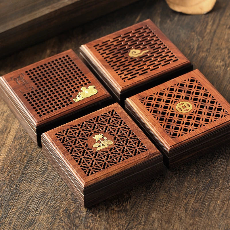 Rosewood Incense Burner Wooden Square Plate Home Indoor Aromatherapy Stove Creative Zen Incense Sink Sandalwood Burner Oasis Select
